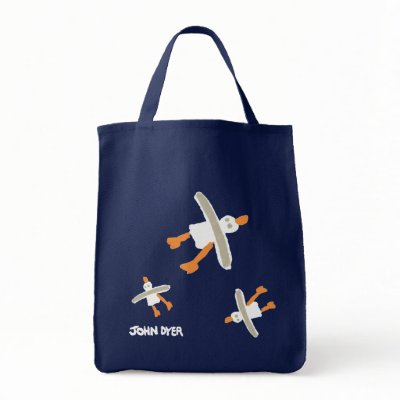 Art Shopper Beach Bag: John Dyer Seagulls. Blue by johndyergallery