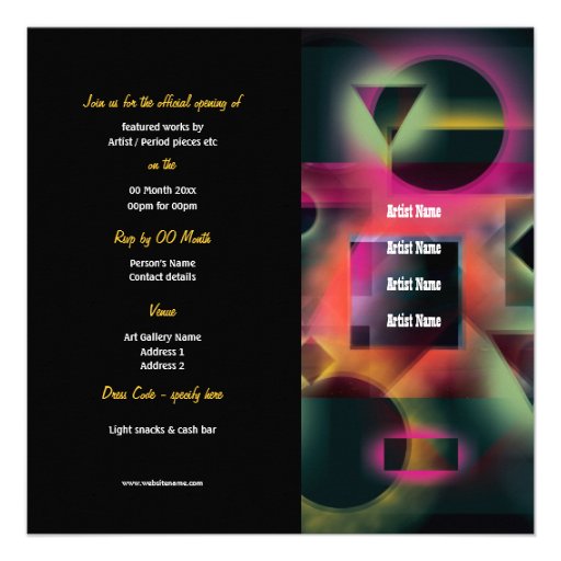 Art show gallery exhibition opening CUSTOMIZE Custom Invitations