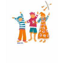 Art T-Shirt: Happy Kids and Seagull by johndyergallery Art T-Shirt: Happy Kids and Seagull