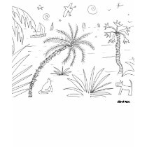 Art T-Shirt: John Dyer Tropical Drawing by johndyergallery Art T-Shirt: John Dyer Tropical Drawing