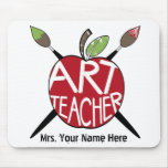 Art Teacher Painted Apple & Paint Brushes Mousepad