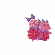 Art Top: Joanne Short Embroidered Hibiscus. Pink embroidered shirts