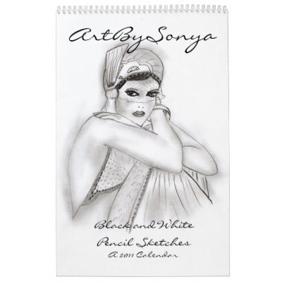 ArtBySonya Black and White Pencil Sketches Wall Calendar by BlayzeInk