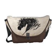 Arte abstracto de la cabeza de caballo bolsa messenger