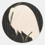 Arte blanco de la grúa del ukiyo-e japonés clásico pegatina