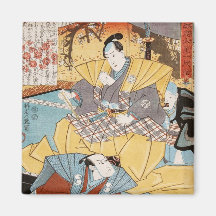 Arte clásico del utagawa de los samurais del ukiyo imán de frigorifico