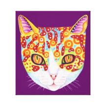 ¡Arte colorido del gato en lona - aliste para colg Lienzo Envuelto Para Galerias