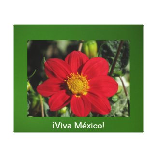 Arte en lienzo Lámina - ¡Viva México! - Dalia Roja Stretched Canvas Print