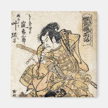 Arte japonés fresco del guerrero del samuraj del u imanes de nevera
