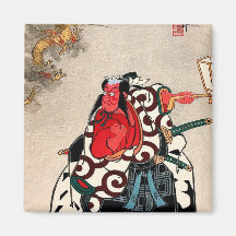 Arte legendario japonés fresco del samurai del gue imanes de nevera