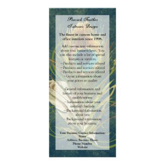 Artful Detail Peacock Feather Rack Card, Menu, Ad
