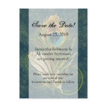 Artful Detail Peacock Feather Save the Date Postcard