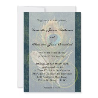 Artful Detail Peacock Feather Wedding Invitations