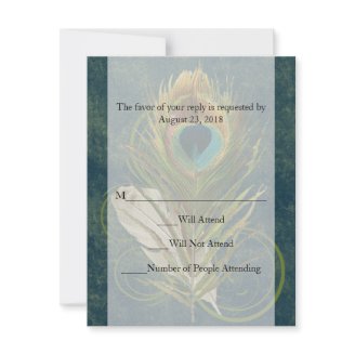 Artful Detail Peacock Feather Wedding RSVP