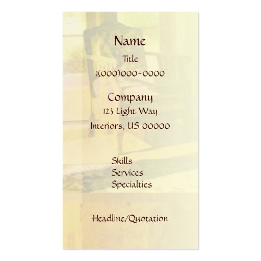 Artful Spaces Business Card (back side)