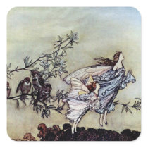 Arthur Rackham Peter Pan Fairies Square Stickers