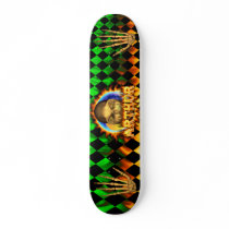 Arthur skull real fire and flames skateboard desig