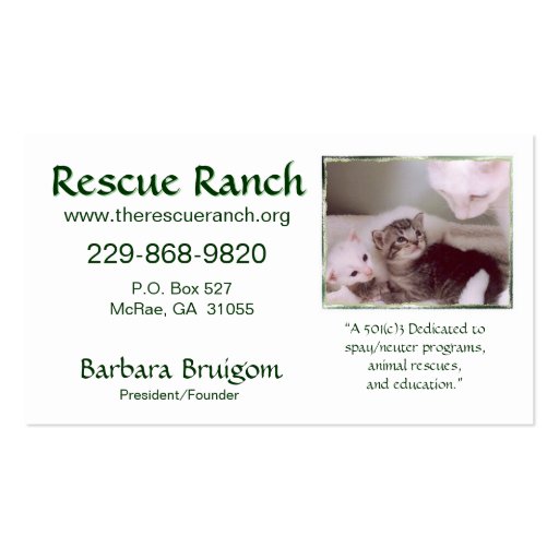 Artic &amp; babes 2 frms, Rescue Ranch, Rescue ... Business Cards (front side)