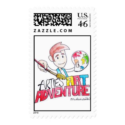 ARTIE ART ADVENTURE POSTAGE STAMP by CANVAS_CONFESSION