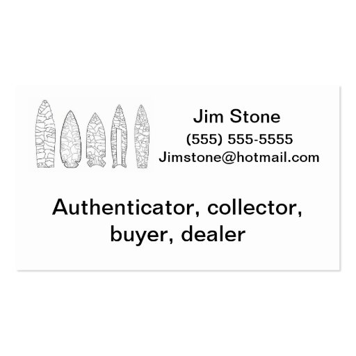 Artifact collector business card (front side)