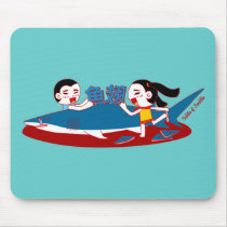 Artificial Kanji Shark Fin Doodle Art Mousepad