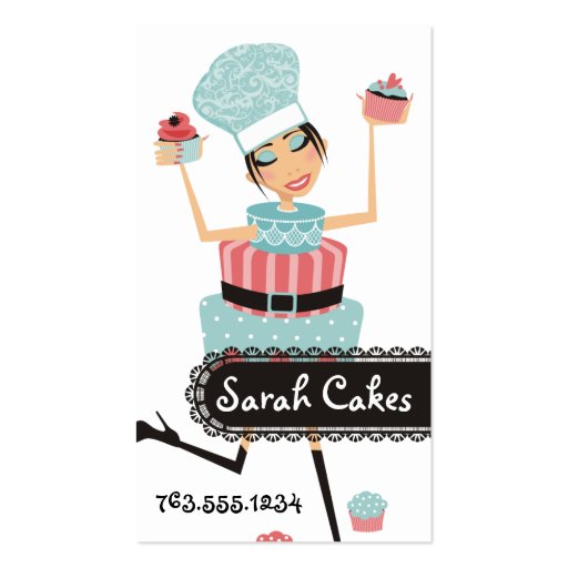 Artisan cake diva cupcakes bakery business card (front side)