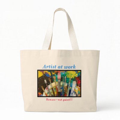 Artist at work, Beware~wet paint!!! Tote Bag by nightsky