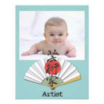 Artist calligraphy with Geisha Fan invitations