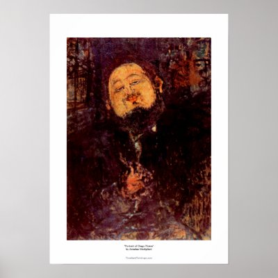Artist Diego Rivera portrait painted by Modigliani Print by TimelessPaintings