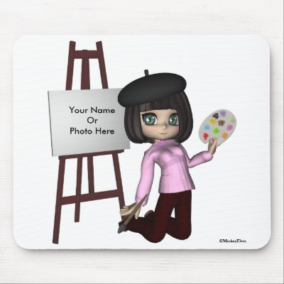Artist Girl Easel Mousepad by mickeyelvis128