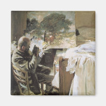 Artist in His Studio by Sargent, Vintage Victorian Magnet
