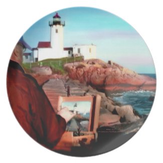 Artist in residence at Eastpoint Lighthouse Plate plate