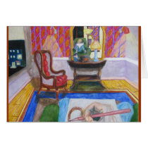 Artist in Room with Red Chair cards