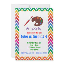 Artist Palette Birthday Party Personalized Invite