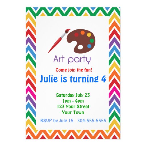 Artist Palette Birthday Party Personalized Invite