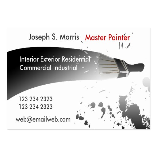 Artist Professional Black and White Painter House Business Card Template (front side)