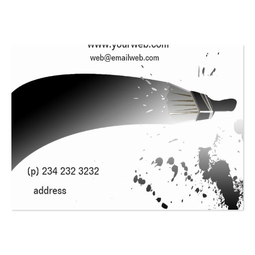 Artist Professional Black and White Painter House Business Card Template (back side)