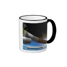 Artist rendition of a heavy-lift rocket coffee mug