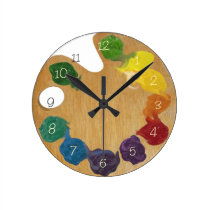 Artist`s palette color wheel with numbers wallclocks at Zazzle