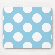 Artistic Abstract Retro Polka Dots Blue White Mousepad