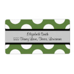 Artistic Abstract Retro Polka Dots Green White Custom Shipping Labels