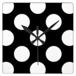 Artistic Abstract Retro Polka Dots White Black Wall Clocks