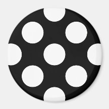 Artistic Abstract Retro Polka Dots White Black Fridge Magnets