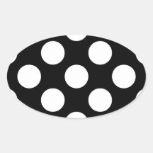 Artistic Abstract Retro Polka Dots White Black Oval Stickers