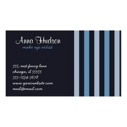 Artistic Abstract Retro Stripes Lines Blue Black Business Cards (front side)
