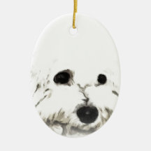 Artistic Bichon head aquarelle Ornaments