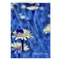 Artistic Blue Tinted Bee on Flower Card cards