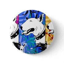 Artistic Bull Terrier Dog Breed Design buttons