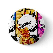 Artistic Bull Terrier Dog Breed Design buttons