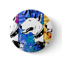 Artistic Bull Terrier Dog Breed Design buttons